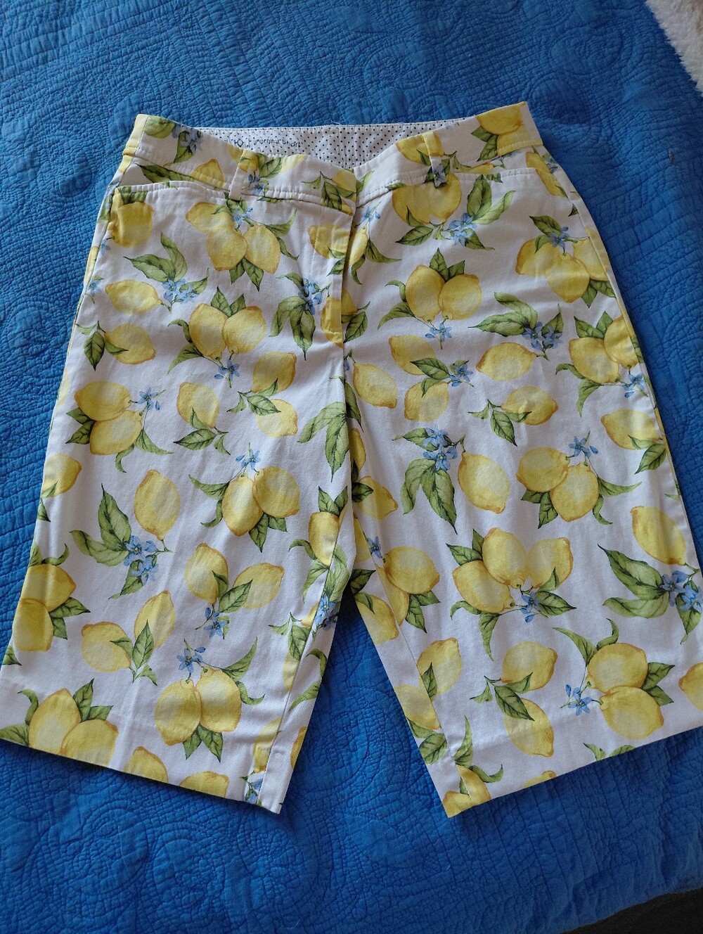Lemon Print Cotton Shorts